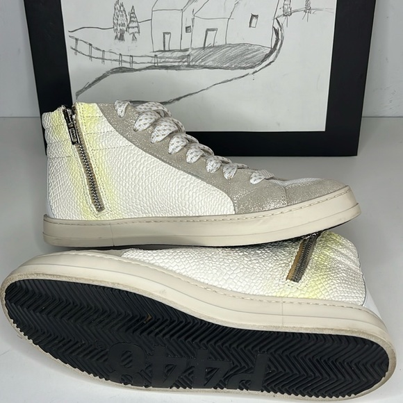P448 High Top White Patent Embossed Snake Leather Sneakers Women’s size 10 - Picture 7 of 16